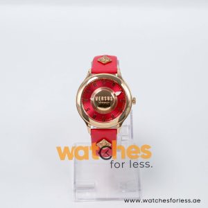 Versus by Versace Women’s Quartz Dark Pink Leather Strap Dark Pink Dial 39mm Watch VSP410319