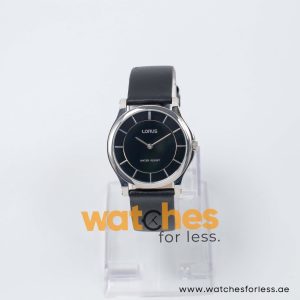 Lorus by Seiko Women’s Quartz Black Leather Strap Black Dial 36mm Watch RTA01AX9