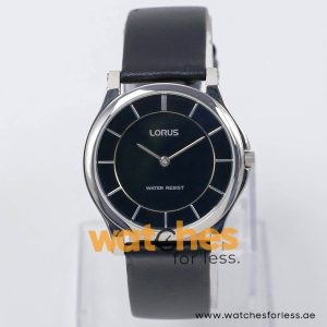 Lorus by Seiko Women’s Quartz Black Leather Strap Black Dial 36mm Watch RTA01AX9