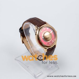 Versus by Versace Women’s Quartz Dark Brown Leather Strap Dark Pink Dial 39mm Watch VSP410319/1