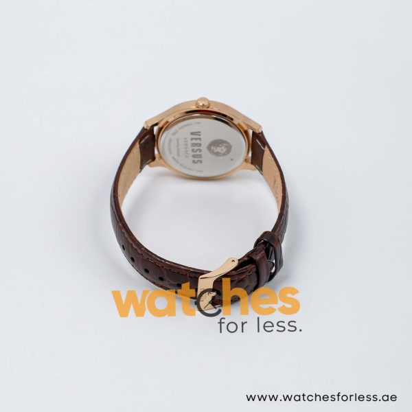 Versus by Versace Women’s Quartz Dark Brown Leather Strap Dark Pink Dial 39mm Watch VSP410319/1