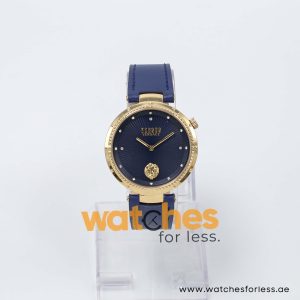 Versus by Versace Women’s Quartz Blue Leather Strap Black Dial 38mm Watch VSP989133