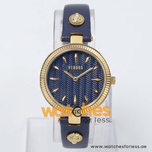 Versus by Versace Women’s Quartz Navy Blue Leather Strap Blue Dial 34mm Watch VSP430127