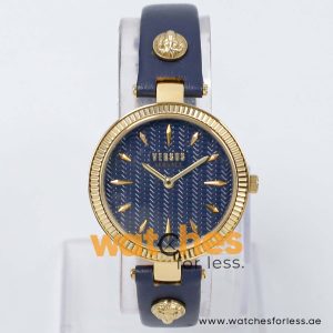 Versus by Versace Women’s Quartz Navy Blue Leather Strap Blue Dial 34mm Watch VSP430127