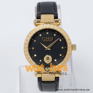 Versus by Versace Women’s Quartz Black Leather Strap Black Dial 36mm Watch VSP430129