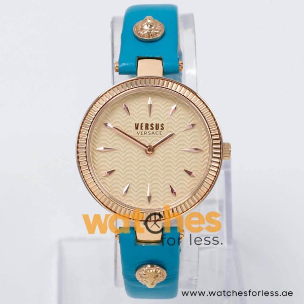 Versus by Versace Women’s Quartz Sea Green Leather Strap Rose Gold Dial 34mm Watch VSPE00819 UAE DUBAI AJMAN SHARJAH ABU DHABI RAS AL KHAIMA UMM UL QUWAIN ALAIN FUJAIRAH