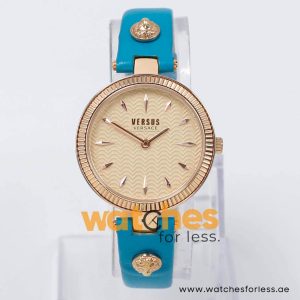 Versus by Versace Women’s Quartz Sea Green Leather Strap Rose Gold Dial 34mm Watch VSPE00819
