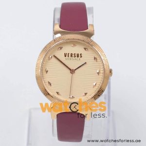 Versus by Versace Women’s Quartz Plum Leather Strap Rose Gold Dial 35mm Watch VSPEO0419
