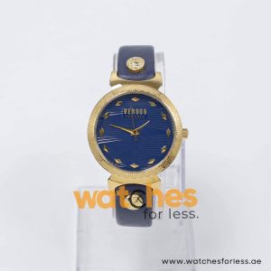 Versus by Versace Women’s Quartz Navy Blue Leather Strap Navy Blue Dial 35mm Watch VSP430329