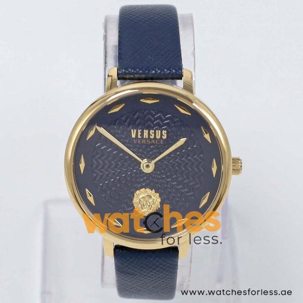 Versus by Versace Women’s Quartz Navy Blue Leather Strap Navy Blue Dial 36mm Watch VSPF00219