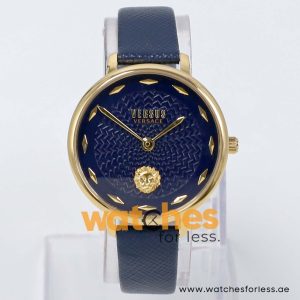 Versus by Versace Women’s Quartz Navy Blue Leather Strap Navy Blue Dial 36mm Watch VSPF00219