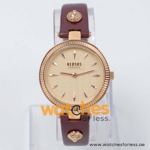 Versus by Versace Women’s Quartz Plum Leather Strap Rose Gold Dial 34mm Watch VSPEO0411