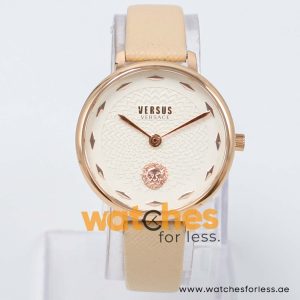 Versus by Versace Women’s Quartz Beige Leather Strap White Dial 36mm Watch VSP1S0619