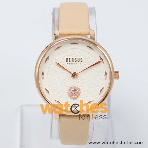 Versus by Versace Women’s Quartz Beige Leather Strap White Dial 36mm Watch VSP1S0619