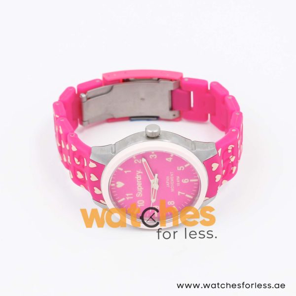 Superdry Women’s Quartz Pink Silicone Chain Pink Dial 39mm Watch SYL137P