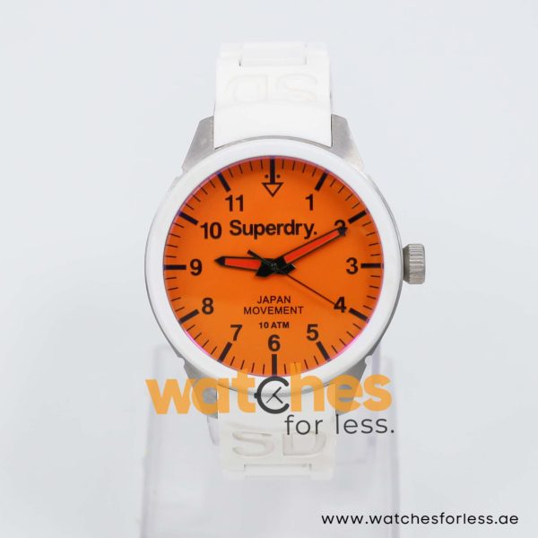 Superdry Unisex Quartz White Silicone Chain Orange Dial 44mm Watch SYG123PW
