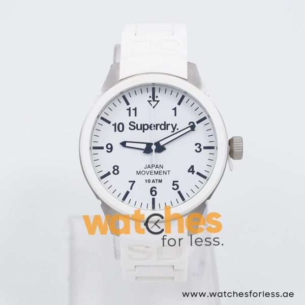 Superdry Unisex Quartz White Silicone Chain White Dial 44mm Watch SYG109W