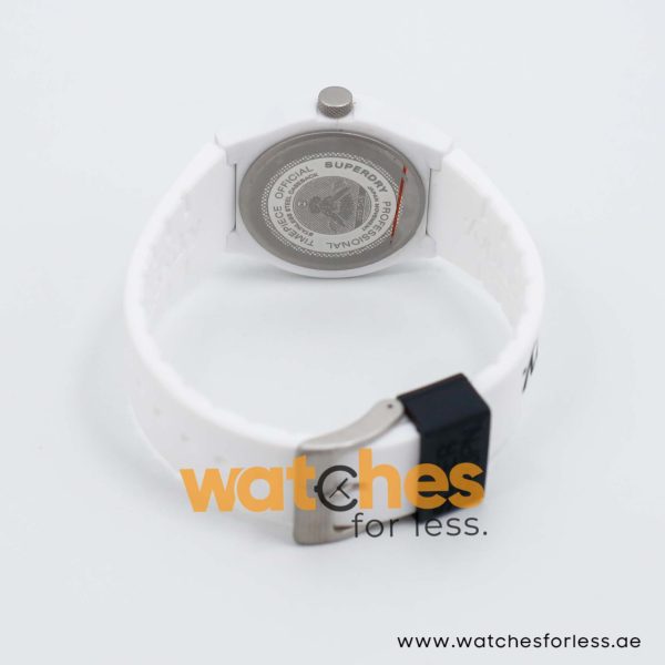 Superdry Kid’s Quartz White Silicone Strap Black Dial 38mm Watch SYG164W
