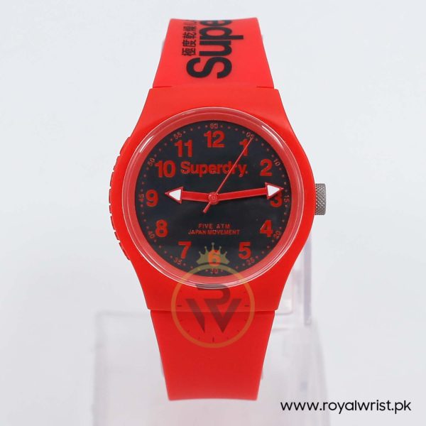 Superdry Unisex Quartz Red Silicone Strap Black Dial 38mm Watch SYG164RB