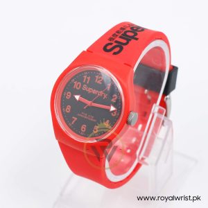 Superdry Unisex Quartz Red Silicone Strap Black Dial 38mm Watch SYG164RB