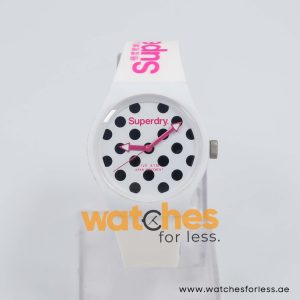 Superdry Women’s Quartz White Silicone Strap White & Black Dial 38mm Watch SYL168BW