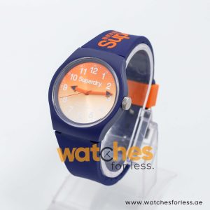Superdry Unisex Quartz Blue Silicone Strap Orange Dial 38mm Watch SYG198UO