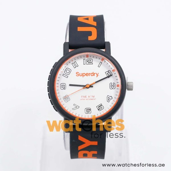 Superdry Unisex Quartz Black Silicone Strap White Dial 39mm Watch SYG196OB