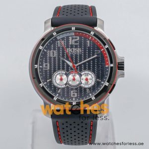 Hugo Boss Men’s Quartz Black Silicone Strap Black Dial 45mm Watch 1512368