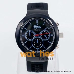 Lacoste Men’s Quartz Black Silicone Strap Black Dial 44mm Watch 2010720