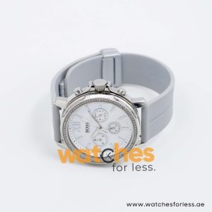 Hugo Boss Women’s Quartz Grey Silicone Strap Mother Of Pearl Dial 42mm Watch 1502215