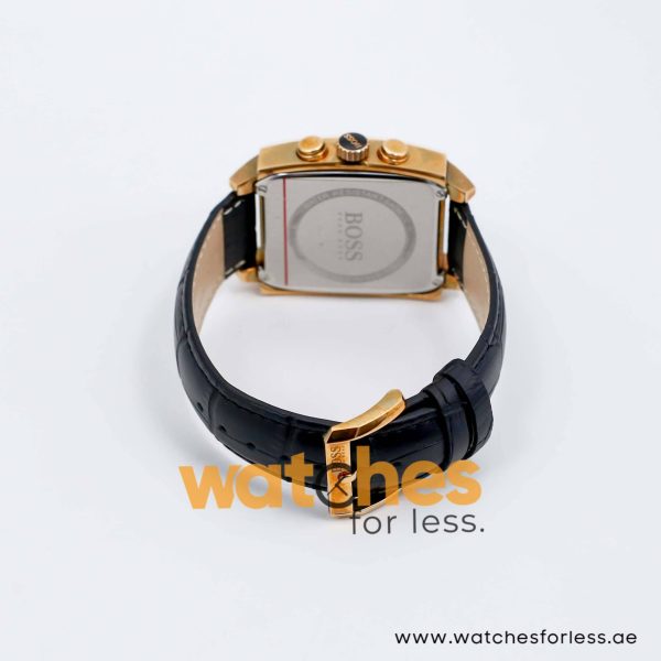 Hugo Boss Men’s Quartz Black Leather Strap White Dial 39mm Watch 1502221/1