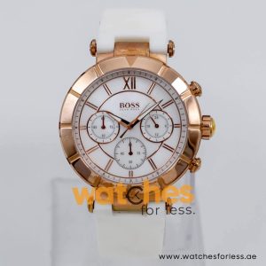 Hugo Boss Women’s Quartz White Silicone Strap Mother Of Pearl Dial 40mm Watch 1502315