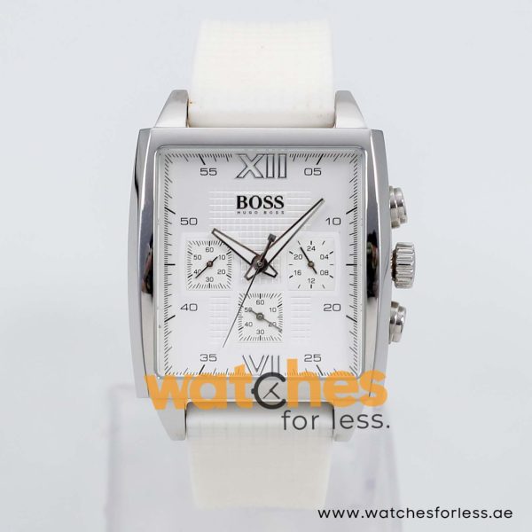 Hugo Boss Men’s Quartz White Silicone Strap White Dial 39mm Watch 1502208