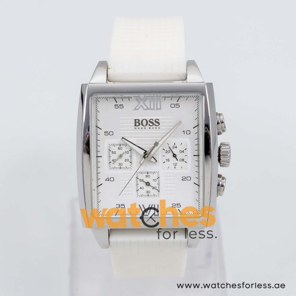 Hugo Boss Men’s Quartz White Silicone Strap White Dial 39mm Watch 1502208