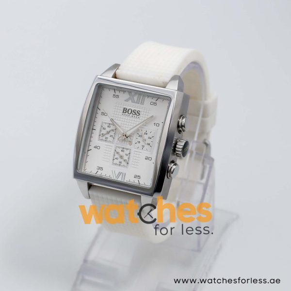 Hugo Boss Men’s Quartz White Silicone Strap White Dial 39mm Watch 1502208