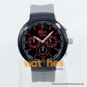 Lacoste Men’s Quartz Grey Silicone Strap Black Dial 44mm Watch 2010655