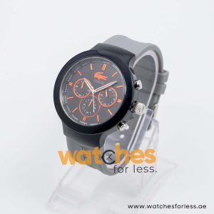 Lacoste Men’s Quartz Grey Silicone Strap Black Dial 44mm Watch 2010655