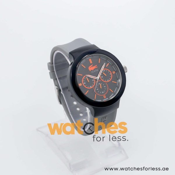 Lacoste Men’s Quartz Grey Silicone Strap Black Dial 44mm Watch 2010655