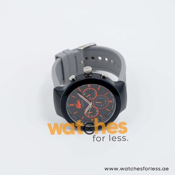 Lacoste Men’s Quartz Grey Silicone Strap Black Dial 44mm Watch 2010655