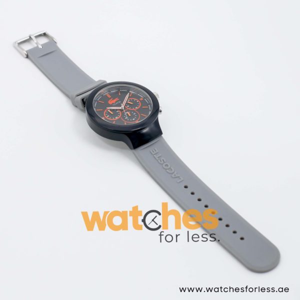 Lacoste Men’s Quartz Grey Silicone Strap Black Dial 44mm Watch 2010655