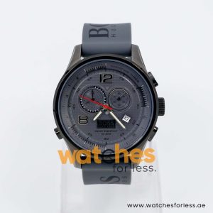 Hugo Boss Men’s Quartz Grey Silicone Strap Grey Dial 45mm Watch 1512800