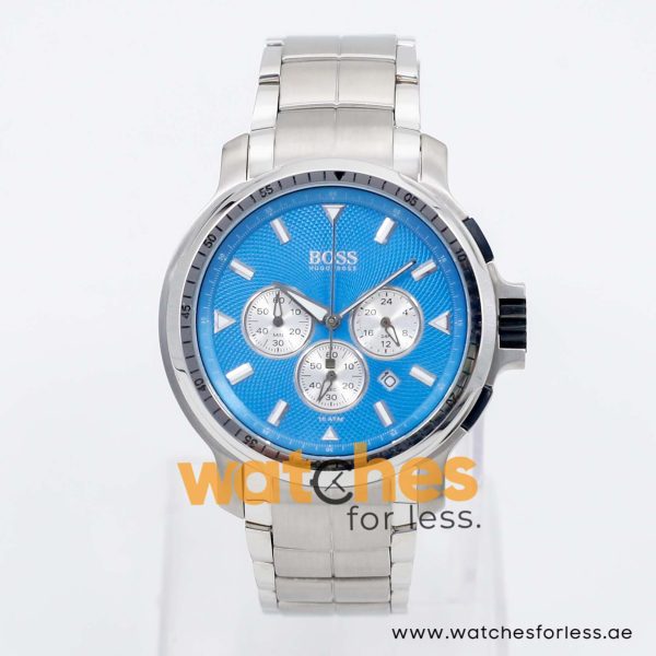 Hugo Boss Men’s Quartz Silver Stainless Steel Sky Blue Dial 43mm Watch 1512111