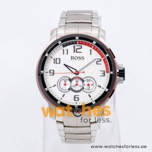 Hugo Boss Men’s Quartz Silver Stainless Steel White Dial 46mm Watch 1512367