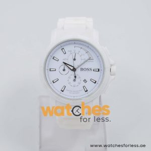 Hugo Boss Men’s Quartz White Silicone Strap White Dial 46mm Watch 1512848