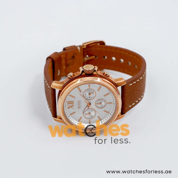 Hugo Boss Men’s Quartz Brown Leather Strap Silver Sunray Dial 42mm Watch 1502214
