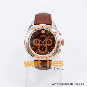 Hugo Boss Men’s Quartz Dark Brown Leather Strap Dark Brown Dial 46mm Watch 1512515