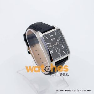 Hugo Boss Men’s Quartz Black Leather Strap Black Dial 34mm Watch 1512578