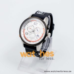 Hugo Boss Men’s Quartz Black Silicone Strap Silver Sunray Dial 45mm Watch 1512501