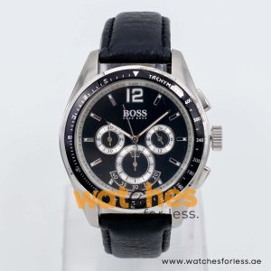 Hugo Boss Men’s Quartz Black Leather Strap Black Dial 45mm Watch 1512406