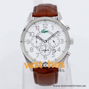 Lacoste Men’s Quartz Brown Leather Strap White Dial 43mm Watch 2010620